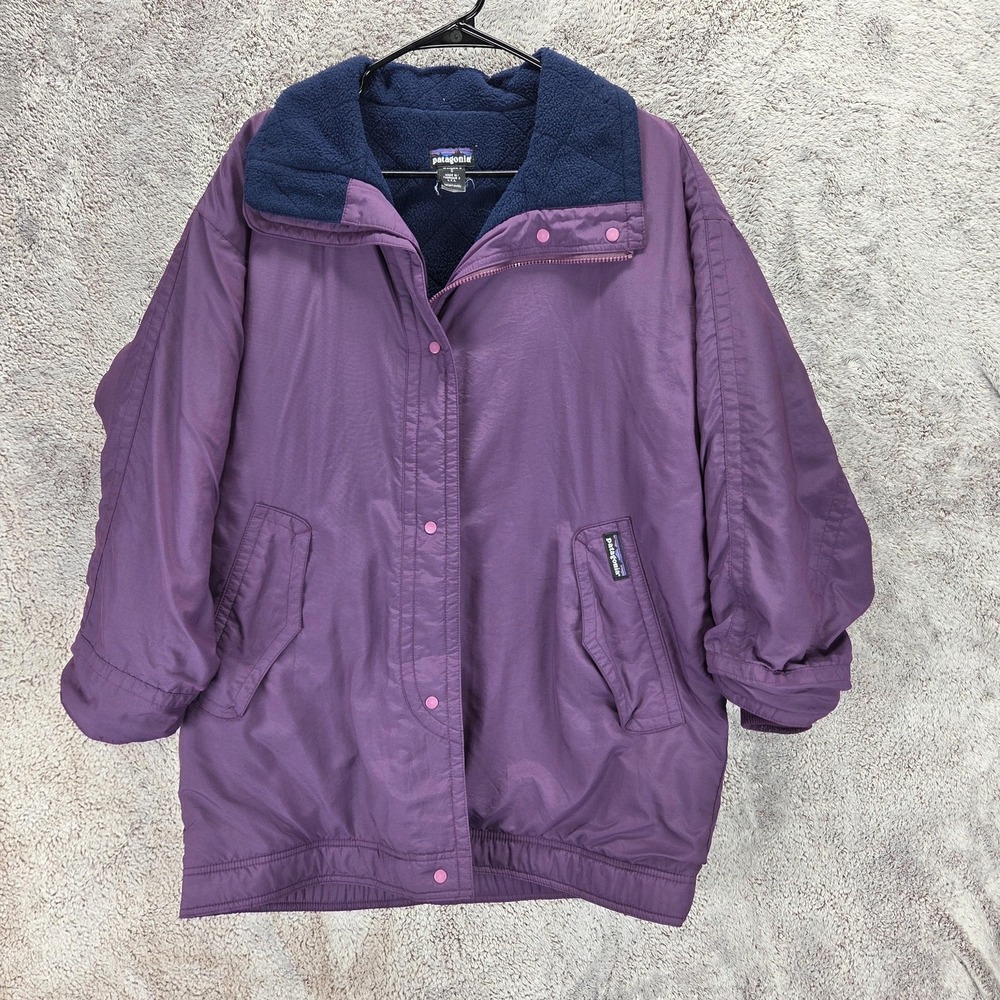 Vintage Patagonia Jacket Womens Small Purple Nylon Fleece Lined Full Zip USA